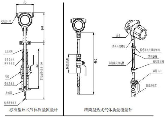 煙氣熱式流量計插入式結(jié)構(gòu)圖