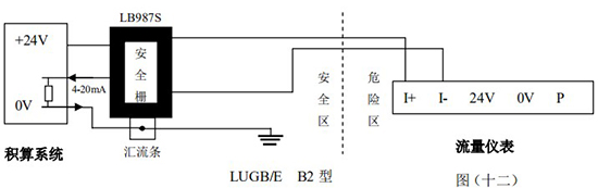 智能蒸汽流量計本安防爆型接線圖二