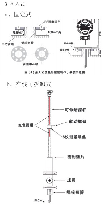 高爐煤氣流量計(jì)插入式安裝示意圖