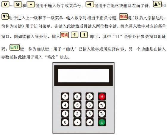 超聲波水流量計(jì)按鍵面板說明圖